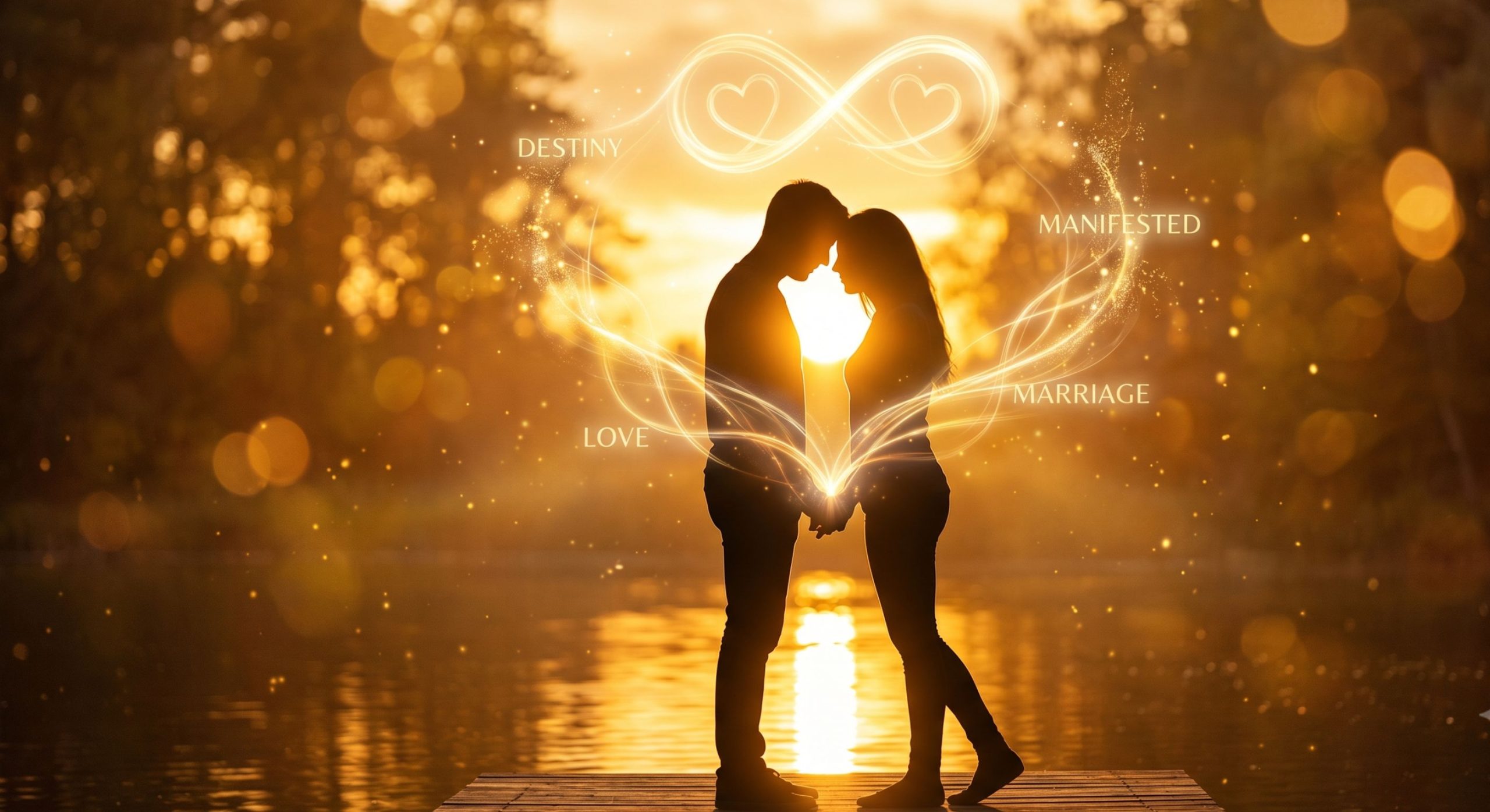 couple silhouette golden hour romantic Soulmate marriage manifestation energy